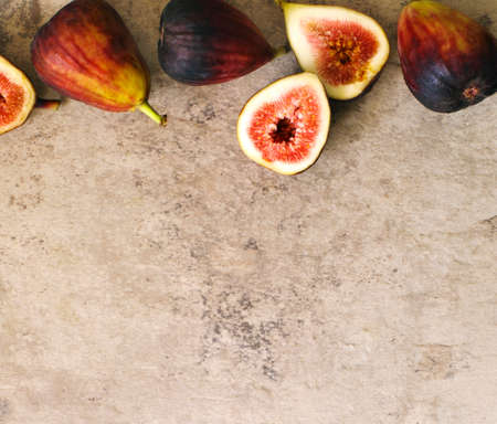 Fresh Figs on stone background with copy spaceの写真素材