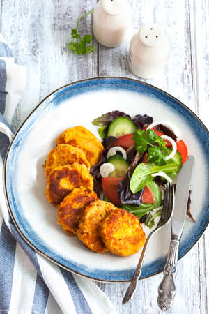 Carrot and potato pancakesの写真素材