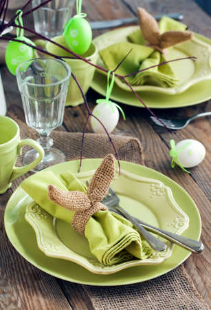 Easter table setting. Holiday Decorations.の写真素材