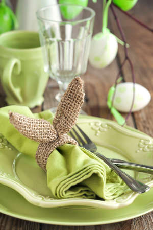 Easter table setting. Holiday Decorations.の写真素材