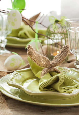 Easter table setting. Holiday Decorations.の写真素材
