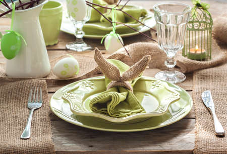Easter table setting. Holiday Decorations.の写真素材
