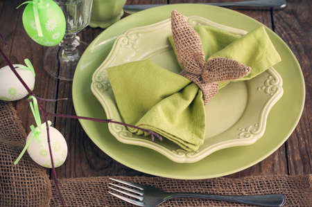 Easter table setting. Holiday Decorations.の写真素材
