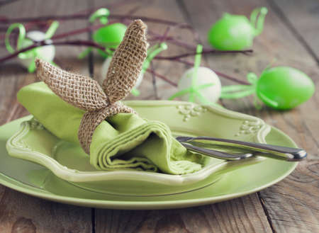 Easter table setting. Holiday Decorations.の写真素材
