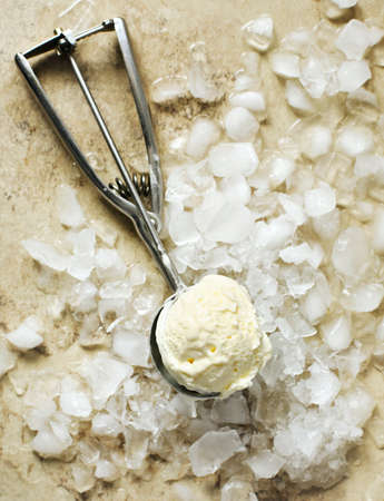 Vanilla ice cream scoopの写真素材