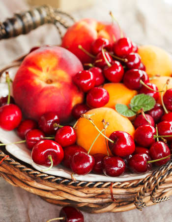 Fresh summer fruits and berriesの写真素材