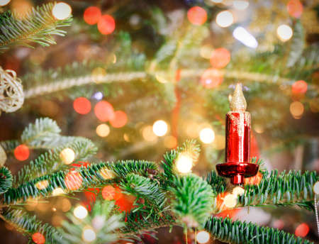Beautiful Christmas ornament on Christmas treeの写真素材