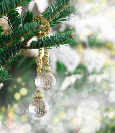 Beautiful Christmas ornament on Christmas treeの写真素材