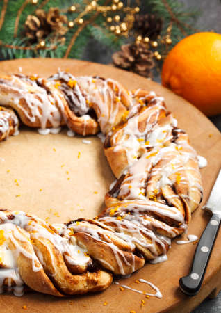 Cinnamon and sugar babka wreathの写真素材