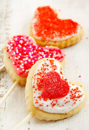 Heart-shaped cookies for Valentines Dayの写真素材