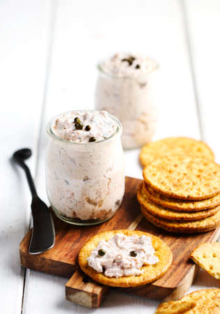 Creamy dip with smoked salmonの写真素材