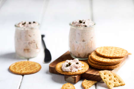 Creamy dip with smoked salmonの写真素材