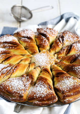 Freshly baked Cinnamon Sweet Briocheの写真素材