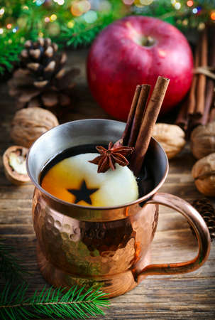 Spicy apple tea. Winter holiday conceptの写真素材