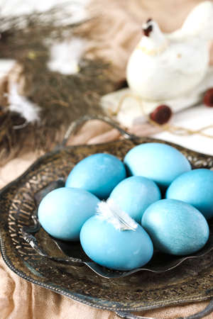 Blue colored Easter eggs