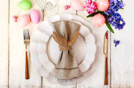 Easter table setting, top view