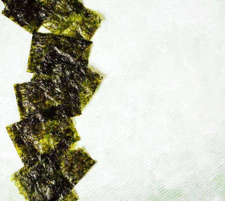 Japanese or korean roasted seaweed snack. Roasted Dried Seaweed, Healthy Snack, copy spaceの写真素材