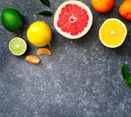 Fresh assorted citrus fruitsの写真素材