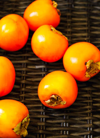 Delicious fresh persimmon fruitsの写真素材