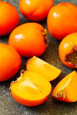 Delicious fresh persimmon fruitsの写真素材
