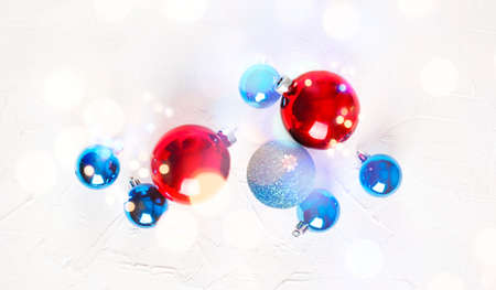 Christmas background with ornaments, copy space.の写真素材