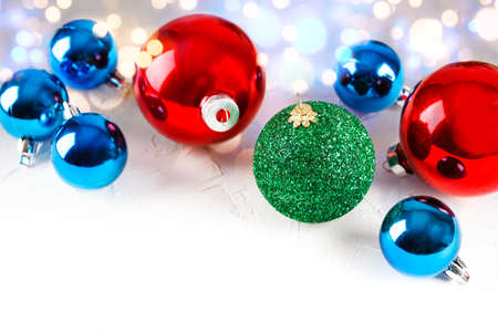 Christmas colorful balls, copy space.の写真素材