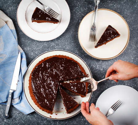 Homemade Chocolate Cake, top viewの写真素材