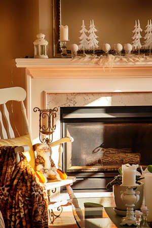 Interior room with Christmas decorationの写真素材