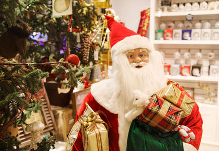 Santa Claus in Christmas gift shopの写真素材