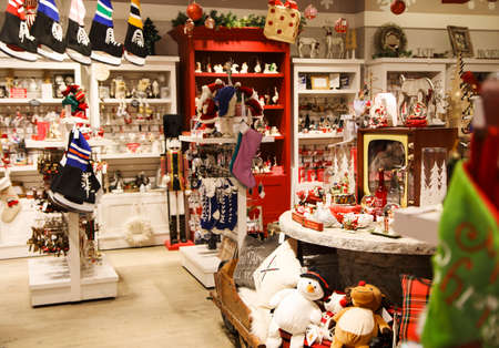 COLLINGWOOD, ON, CANADA - DECEMBER 16, 2018: Christmas gift store in Blue Mountain Village, Ontario, Canadaのeditorial素材