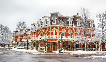 NIAGARA ON THE LAKE, ONTARIO - DECEMBER 2, 2019 - Prince of Wales Hotel in Niagara On The Lake at winter time, Ontario, Canadaのeditorial素材