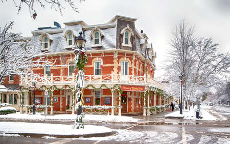 NIAGARA ON THE LAKE, ONTARIO - DECEMBER 2, 2019 - Prince of Wales Hotel in Niagara On The Lake at winter time, Ontario, Canadaのeditorial素材