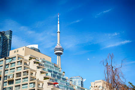 View of CN Tower in Downtown Toronto, Ontario, Canadaのeditorial素材
