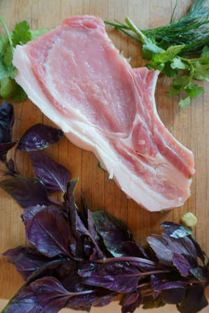 pieces of raw meatの写真素材