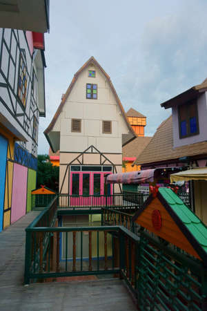 colorful houses in the parkの写真素材