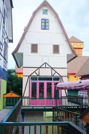 colorful houses in the parkの写真素材