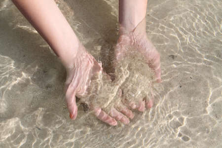 hand in waterの写真素材