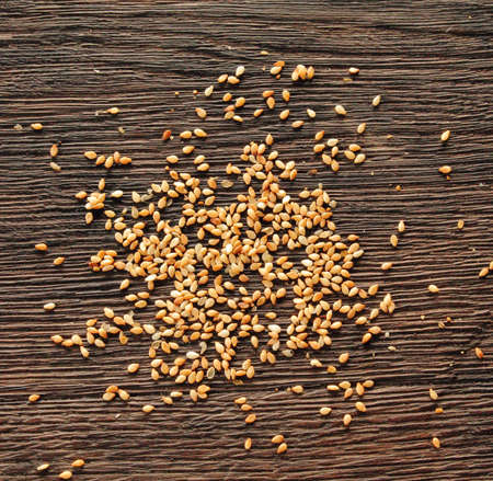 sesame seeds on the tableの写真素材