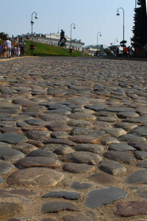 street paved with stoneの写真素材