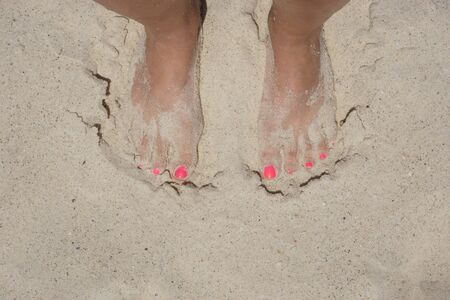 beautiful  female foot  on the beachの写真素材