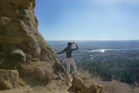 Beautiful woman in the mountains
