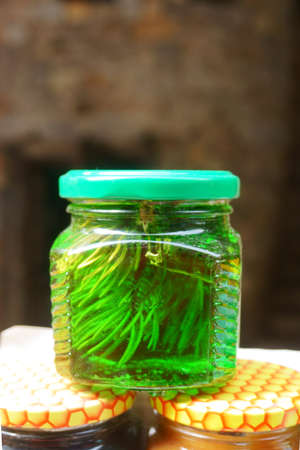 Tasty and healthy jam in a glass jarの写真素材