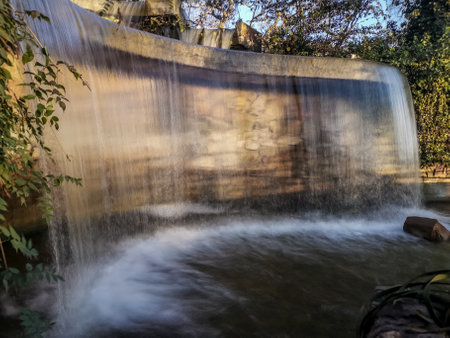 Waterfall in the forest with a long exposure shot with long exposureの写真素材