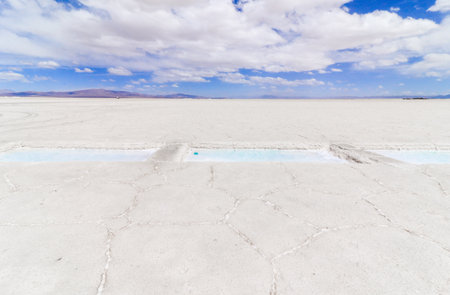 Salt lake Salar de Uyuni in Bolivia, South Americaの写真素材