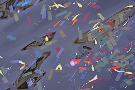 Amsterdam, Netherlands - August 1, 2015: confetti at  the annual event for the protection of human rights and civil equality - Gay Pride Parade on the Prinsengracht, Amsterdamの写真素材