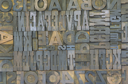 vintage letters from vintage press on vintage backgroundの写真素材