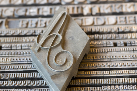 vintage letters from vintage press on vintage backgroundの写真素材