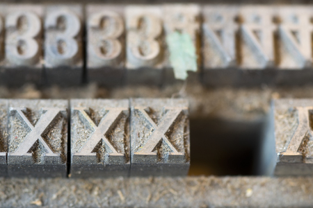 vintage letters from vintage press on vintage backgroundの写真素材