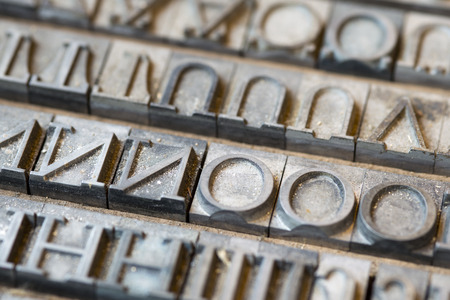 vintage letters from vintage press on vintage backgroundの写真素材