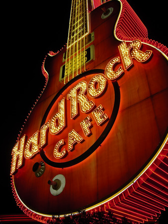 Las Vegas - september 14 - Guitar at entrance to Hard Rock Cafe on Paradise Rd. It's the original Hard Rock Cafe Las Vegas; opened in 1990.のeditorial素材